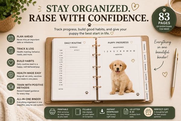 The Puppy's First Year Binder – Your Complete Puppy Planner & Training Companion