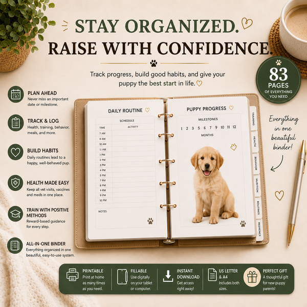 The Puppy's First Year Binder – Your Complete Puppy Planner & Training Companion