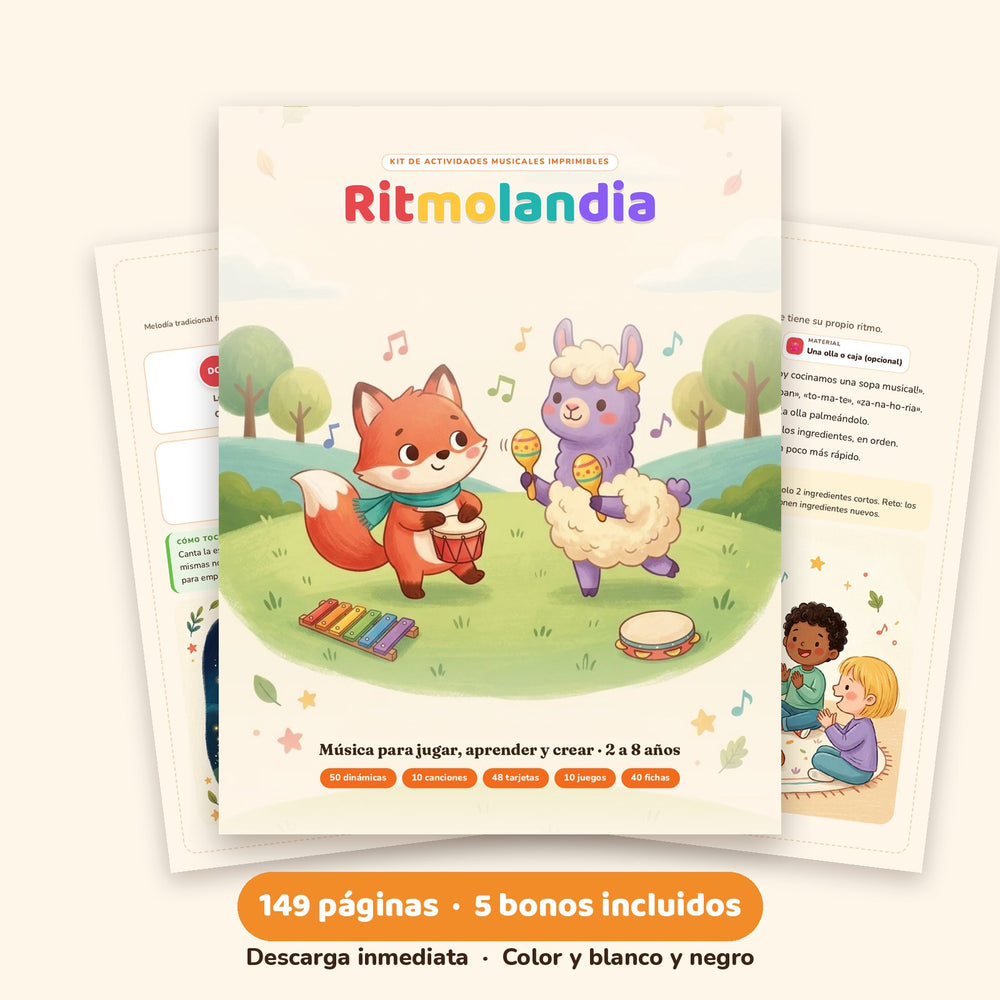 Ritmolandia, kit de actividades musicales imprimibles para niños de 2 a 8 años